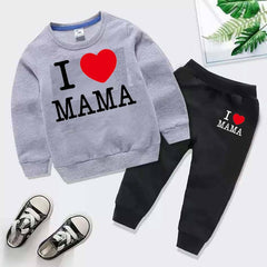 I Love MAMA Kids Sweat Style 2-Pcs Winter Tracksuit