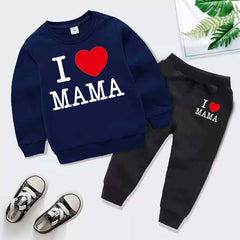 I Love MAMA Kids Sweat Style 2-Pcs Winter Tracksuit