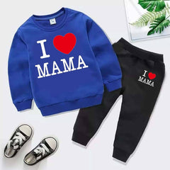 I Love MAMA Kids Sweat Style 2-Pcs Winter Tracksuit