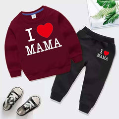 I Love MAMA Kids Sweat Style 2-Pcs Winter Tracksuit