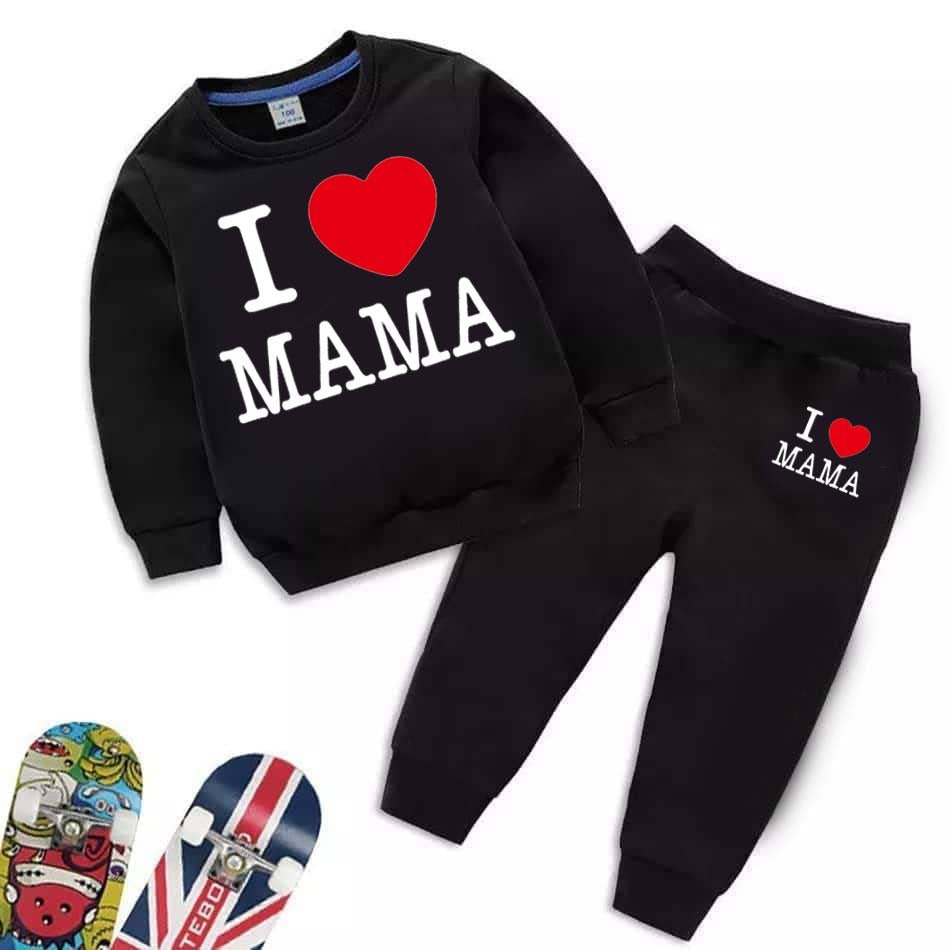 I Love MAMA Kids Sweat Style 2-Pcs Winter Tracksuit