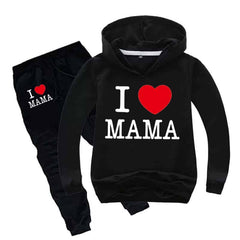 I Love MAMA Kids Hoodie Style 2-Pcs Winter Tracksuit