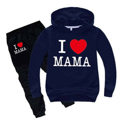 I Love MAMA Kids Hoodie Style 2-Pcs Winter Tracksuit