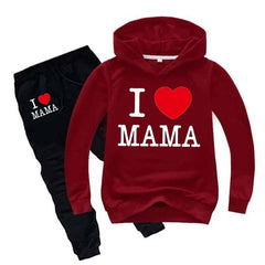 I Love MAMA Kids Hoodie Style 2-Pcs Winter Tracksuit