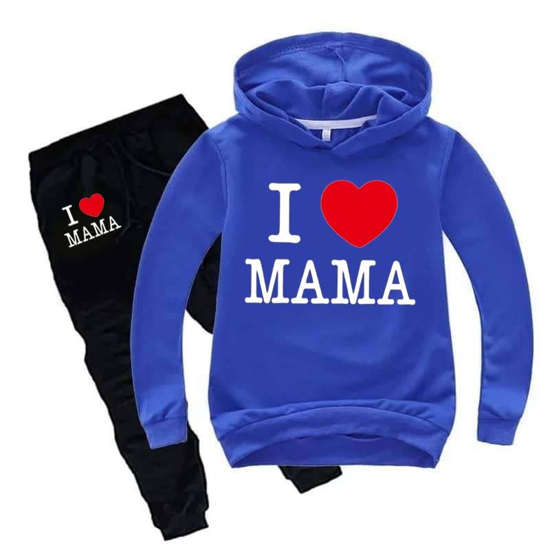 I Love MAMA Kids Hoodie Style 2-Pcs Winter Tracksuit