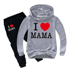 I Love MAMA Kids Hoodie Style 2-Pcs Winter Tracksuit