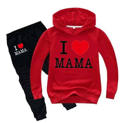 I Love MAMA Kids Hoodie Style 2-Pcs Winter Tracksuit