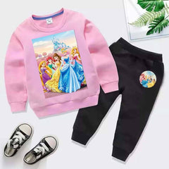 Kids Barbie Doll Printed Sweat-Shirt Style 2-Pcs Winter Track-Suit.