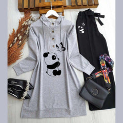 Long Button Hoodie Style 2-Pcs Winter Tracksuit For Her.