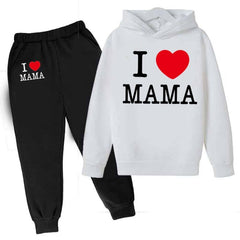 I Love MAMA Kids Hoodie Style 2-Pcs Winter Tracksuit