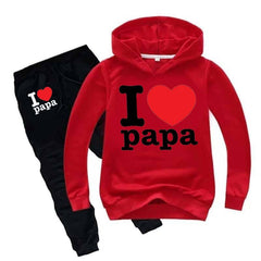 I Love PAPA Kids Hoodie Style 2-Pcs Winter Tracksuit