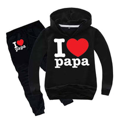 I Love PAPA Kids Hoodie Style 2-Pcs Winter Tracksuit