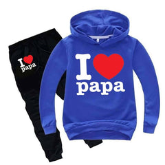 I Love PAPA Kids Hoodie Style 2-Pcs Winter Tracksuit