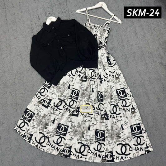 Short Koti & Printed Smoky Maxi Style Western 2-Pcs Stiched Suit. SKM-24