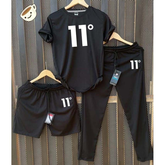 Black 11-Degree Bundle Of 3 Dry-Fit Premium Quality Summer Suit.