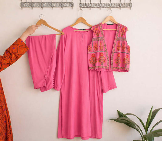 Lulusar Koti Style 3-Pcs Embroidery Work Stiched Suit.