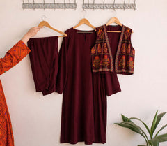 Lulusar Koti Style 3-Pcs Embroidery Work Stiched Suit.
