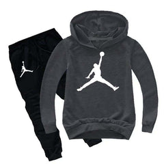 Kids Jordan Printed Pull-Over Hoodie Style 2-Pcs Winter Track-Suit.