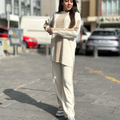 Centre-Puzzle Printed Premium Quality Winter 2-Pcs Tracksuit For Her. WWTS-22