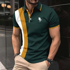 Green Dry-Fit 3D Stripe Printed Style Half-Sleeve Polo Summer Tshirt. MS3DP-14