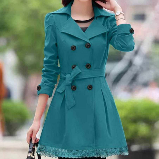 Lace Style Trench Winter Fleece Coat For Her.