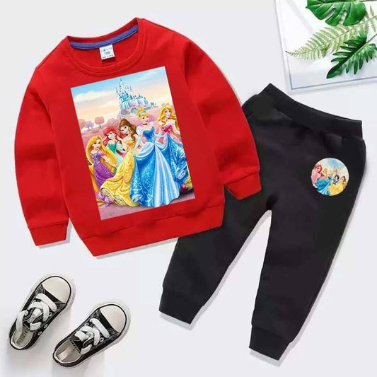 Kids Barbie Doll Printed Sweat-Shirt Style 2-Pcs Winter Track-Suit.