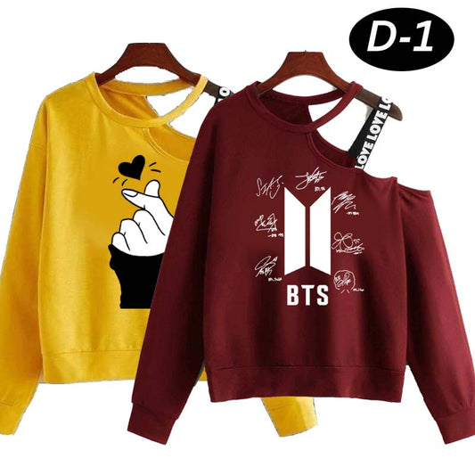 Bundle Of 2 Open Shoulder Sweat Style F-Sleeve Tshirt For Summer's. D3