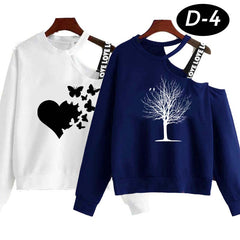 Bundle Of 2 Open Shoulder Sweat Style F-Sleeve Tshirt For Summer's. D3