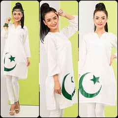 White Chand-Tara 14-August Azadi Printed Stiched Kurti.