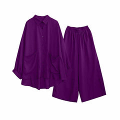 Korean Batwing-Style Double Pocket 2-Pcs Co-Ord Set.