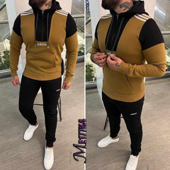 Shoulder 3-Stripe Casual Hoodie Style 2-Pcs Winter Tracksuit.