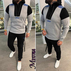 Shoulder 3-Stripe Casual Hoodie Style 2-Pcs Winter Tracksuit.