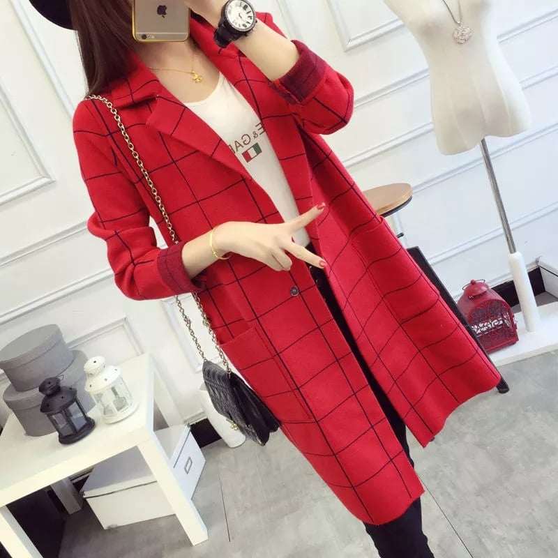 Collar Lining Printed Pocket Style Long Winter Coat.