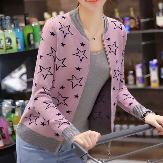 Star Printed Winter Zipper Jacket.