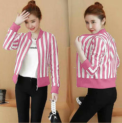 Korean Stripe Style Winter Zipper Jacket.