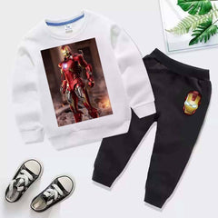 Kids Iron Man Printed Sweat-Shirt Style 2-Pcs Winter Track-Suit.