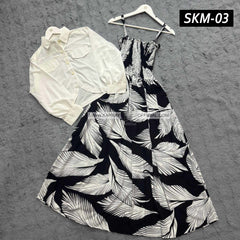 Short Koti & Printed Smoky Maxi Style Western 2-Pcs Stiched Suit.