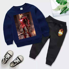 Kids Iron Man Printed Sweat-Shirt Style 2-Pcs Winter Track-Suit.