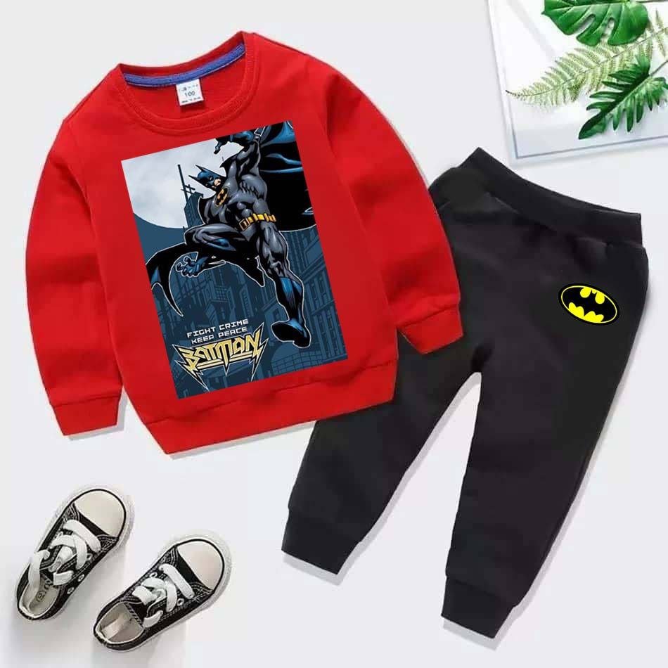 Kids Batman Printed Sweat-Shirt Style 2-Pcs Winter Track-Suit.