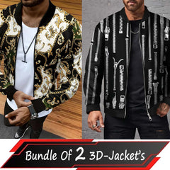 Bundle Of 2 Different 3D Printed Winter Zipper Jacket. MWJ-405-406