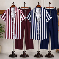 Bundle Of 2 All-Over 3D Printed Dry-Fit 2-Pcs Summer Suit. MS3D-51 Maroon-Blue