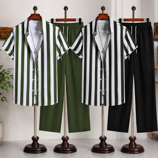 Bundle Of 2 All-Over 3D Printed Dry-Fit 2-Pcs Summer Suit. MS3D-51 Green-Black