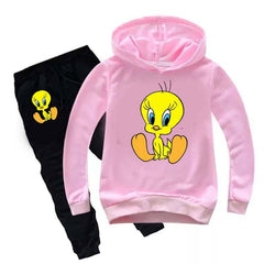 Kids Tweety Printed Hoodie Style 2-Pcs Winter Track-Suit.