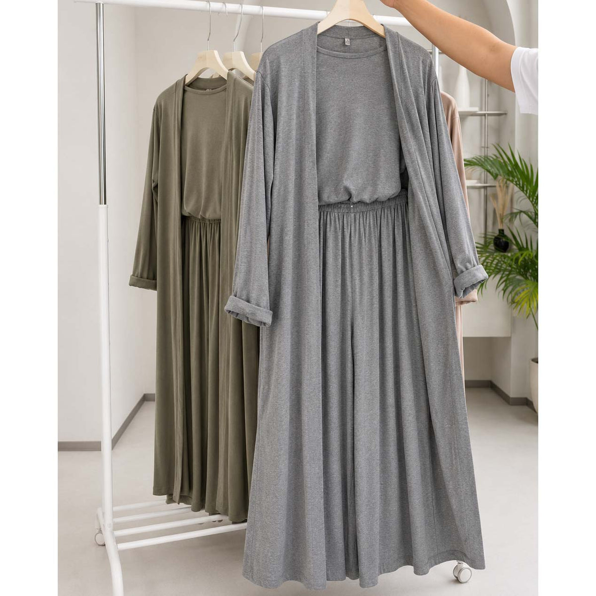 Long Gown Style 3-Pcs Summer Co-Ord Suit. WSTS-11