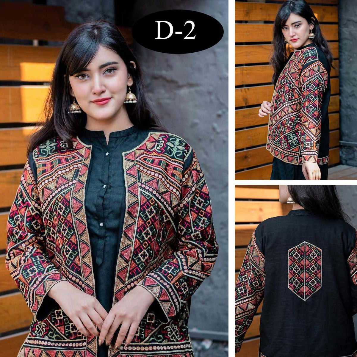 Western Stylish Fully-Embroidery Short Koti. D-2