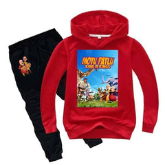 Kids Printed Motu Patlu Printed Hoodie Style Winter 2-Pcs Winter Track-Suit.