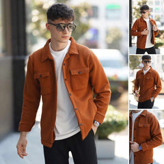 4-Pocket Collar Style Casual Fleece Winter Button Jacket. MWJ-401