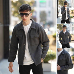 4-Pocket Collar Style Casual Fleece Winter Button Jacket. MWJ-401