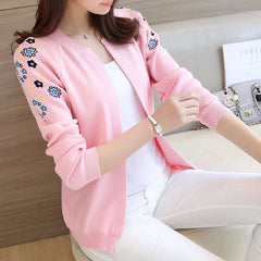 Sleeves Flower Printed Winter Zipper Jacket.