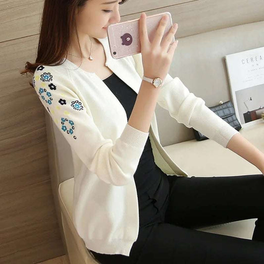 Sleeves Flower Printed Winter Zipper Jacket.